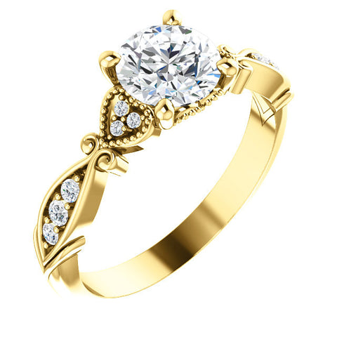 1 1/2ct TW Diamond   Engagement Matching Wedding Ring Yellow Gold Enhanced