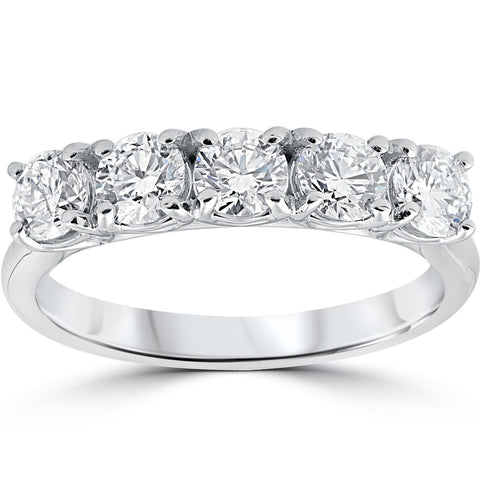 1 1/4 ct 5-Stone Diamond Trellis Anniversary Ring 14k White Gold