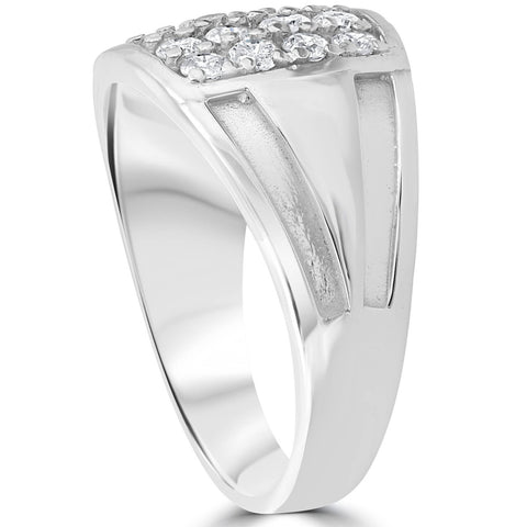 1ct Natural Diamond Men's Wedding Anniversary Ring Solid 10k White Gold