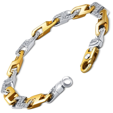 Men's 14k Gold (45gram) or Platinum (72gram) 8.5mm Diamond Bracelet 8.5"