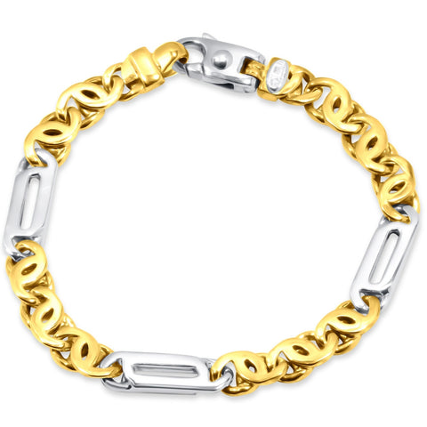 Men's Designer Figaro and Mariner Link 14k Gold (34gram) or Platinum (54gram) 7.5-8mm Bracelet 8.5"