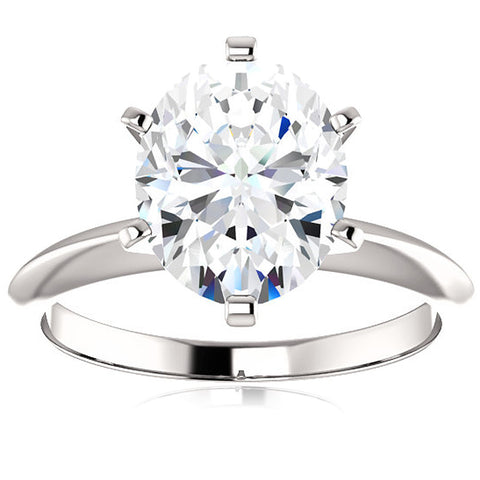 VVS 3Ct Oval Moissanite Solitaire Engagement Ring 14k White Gold