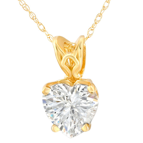 7mm Heart Shape Women's White Topaz Pendant 14k White or Yellow Gold Necklace