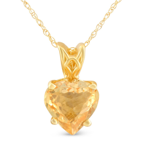 7mm Women's Heart Pendant in citrine 14k White, Rose, or Yellow Gold Necklace