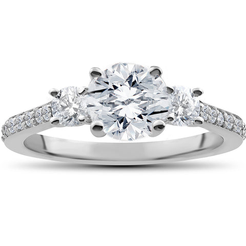 1 1/4 ct Round Diamond 3-Stone Lab Grown Eco Friendly Engagement Ring White Gold