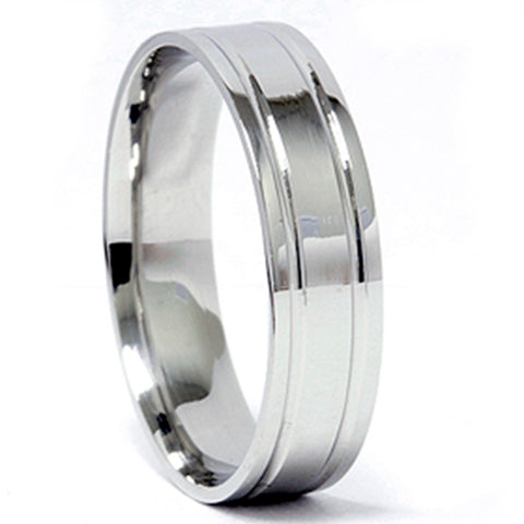 Double Inlay Wedding Band 950 Platinum