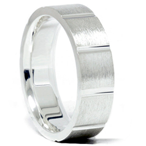 Mens Sterling Silver 6mm Flat Comfort Fit Wedding Band