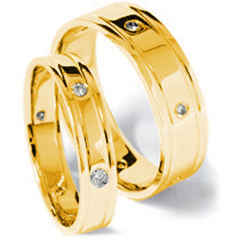 14K Gold Matching Diamond Wedding Band Set