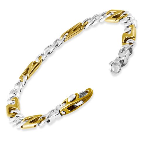 Men's Figaro with Mariner Link 14k Gold (21gram) or Platinum (33gram) Bracelet 8.5"