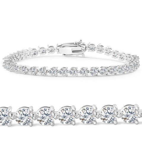 3.30 - 8.20Ct TW Diamond 3-Prong Tennis Bracelet 7" 14k Gold Lab Grown