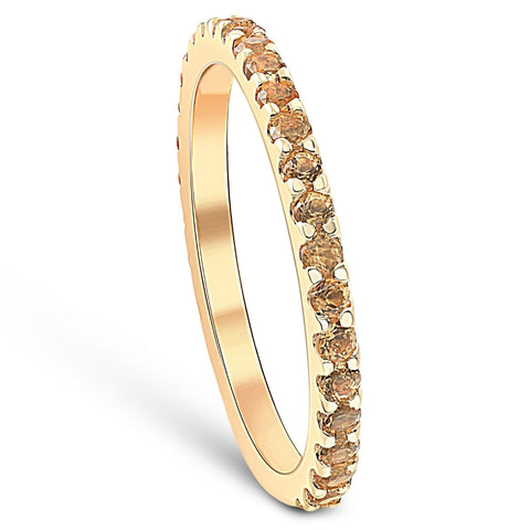 3/4Ct Genuine Citrine Eternity Ring Stackable Band 10k Yellow Gold