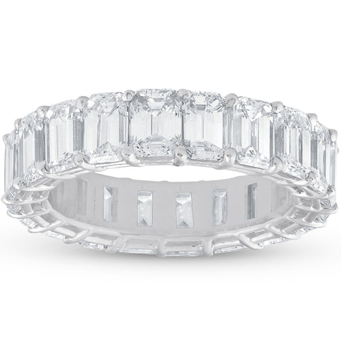 F/VS 7ct Emerald Cut Diamond Platinum Eternity Ring Lab Grown