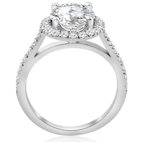 G/SI 2.50ct Diamond Halo Engagement Ring (2ct center) 14k White Gold Enhanced