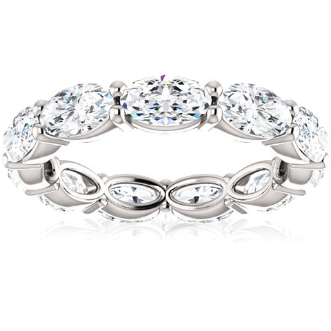 G/VS 4 Ct Oval Moissanite Eternity Ring 14k White Gold