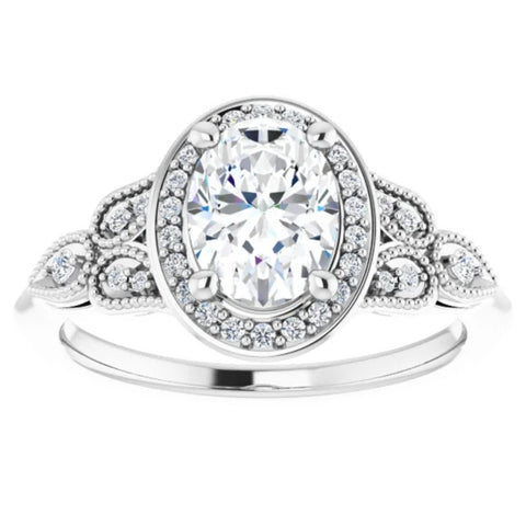 VS 1.30 Ct Oval Diamond   Halo Engagement Ring 14k White Gold Lab Grown