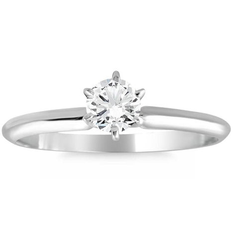 VS 1/3Ct Solitaire Round Cut Diamond Engagement Ring in 14k Gold Lab Grown