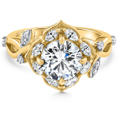 Certified 2.62Ct G/VS1 Diamond Engagement Vine Petal Ring 14k Yellow Gold