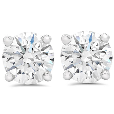 Certified GH/VS 2.03Ct TW Diamond Studs Screw Back 14k White Gold Lab Grown