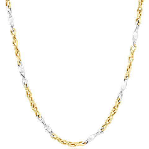 Men's Designer Figaro 14k Gold (28gram) or Platinum (52gram) 4mm Link Chain Necklace 24"