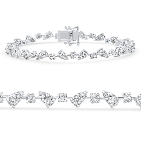 3.43Ct 14k White Gold Natural Real Diamond Pear Frame Tennis Bracelet 7" Women's