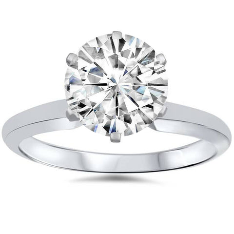 VVS 2ct Solitaire Moissanite Engagement Ring Round Brilliant 14k White Gold