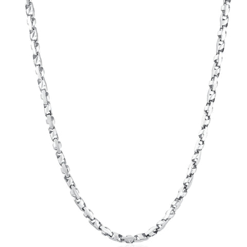 47 Gram Solid 18k White Gold Men's 4.5mm Designed Link Chain Necklace 24" Length