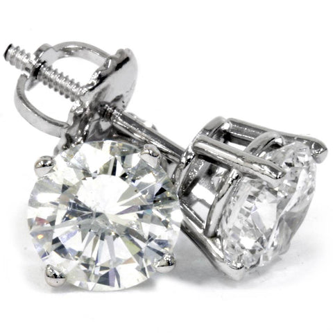 Platinum 2 Ct T.W Certified Diamond Studs With Screw Backs