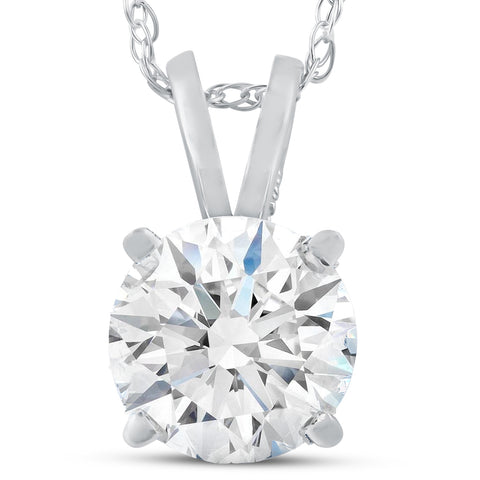 1Ct Certified Diamond Solitaire Pendant Necklace in White or Yellow Gold JK/I2-3