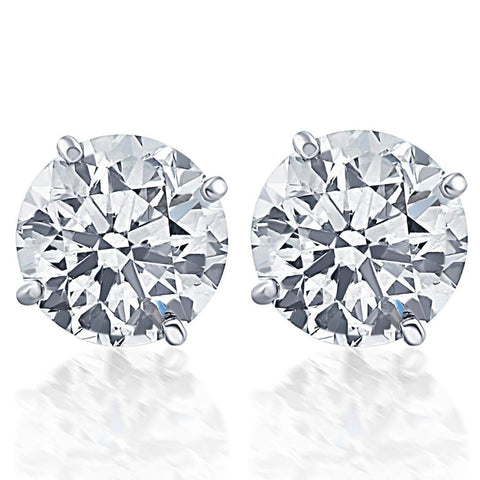 Certified 1/2 Carat (ctw) Natural Round Cut Diamond Studs in 14K White Gold