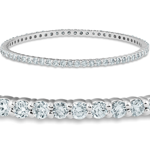 6 3/4 Ct Diamond Bangle Bracelet 10K White Gold