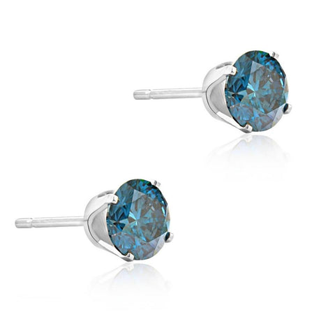 1/2 - 4 Ct Blue Diamond Studs in 14k Gold Lab Grown Women's Earrings