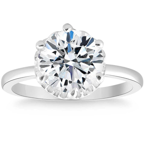 3Ct Round Cut Certified Lab Grown Diamond Engagement Ring in White Gold H/VS2