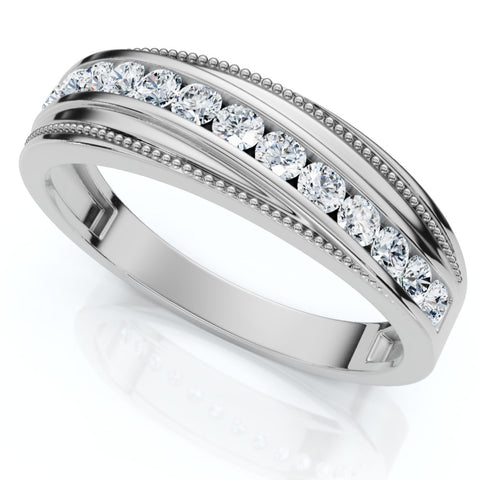 F/VS .50Ct Diamond Wedding Ring Men's Anniversary Band Channel Set Polished