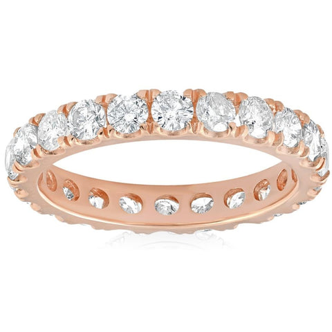 2Ct Diamond Eternity Ring 14k Rose Gold U Prong Stackable Wedding Band