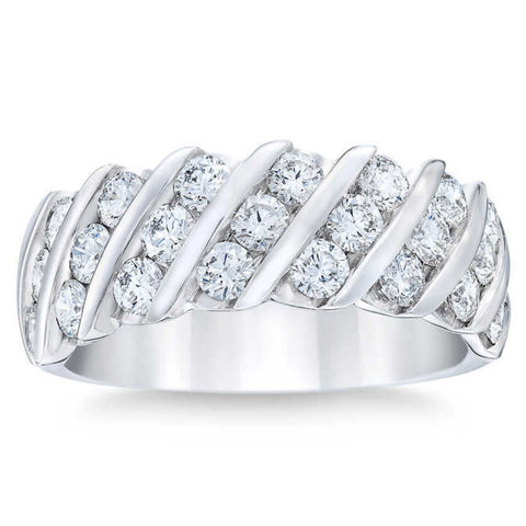 Platinum 1 1/2ct Diamond Wedding Multi-Row Anniversary Ring