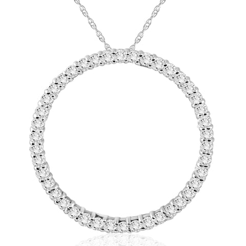 3/4ct Circle Diamond Pendant 14K White Gold Eco Friendly Lab Created