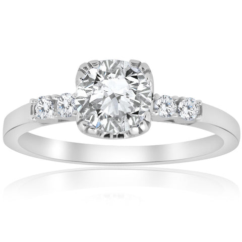 G SI 1.15 ct Solitaire Diamond   Engagement Ring 14K White Gold Enhanced