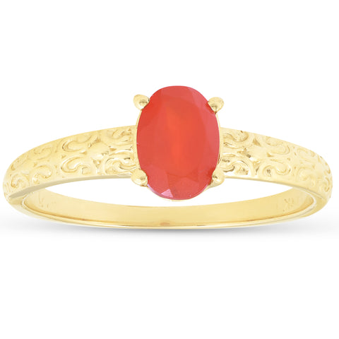 1ct Mexican Fire Opal   Ring 14k Yellow Gold