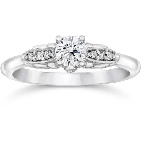 1/2 Carat Diamond   Solitaire Engagement Ring 14K White Gold