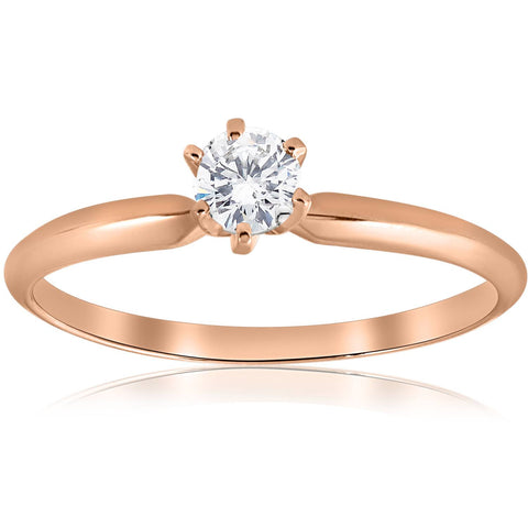 1/4 ct Solitaire Diamond Engagement Ring 14k Rose Gold Brilliant Cut Jewelry