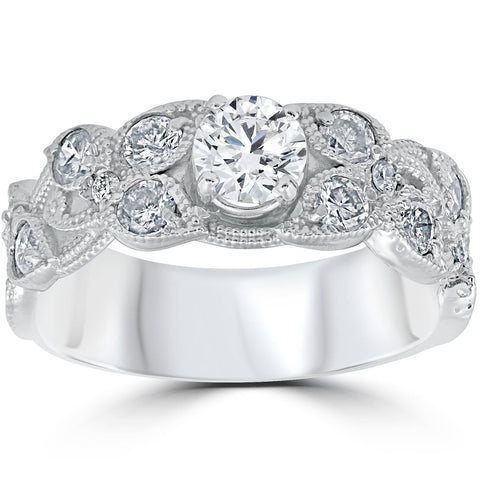 2ct   Filigree Diamond Engagement Ring 14K White Gold