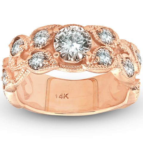 2ct   Rose Gold Diamond Engagement Ring 14K