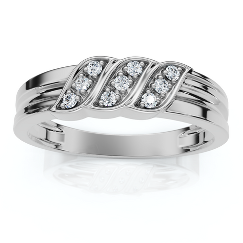 Men's Diamond Wedding Ring 10K White Gold High Polished Band