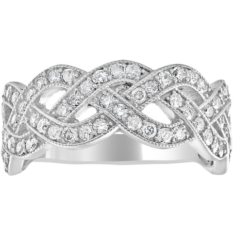 1ct   Style Crossover Diamond Fashion Ring 14K Infinity White Gold