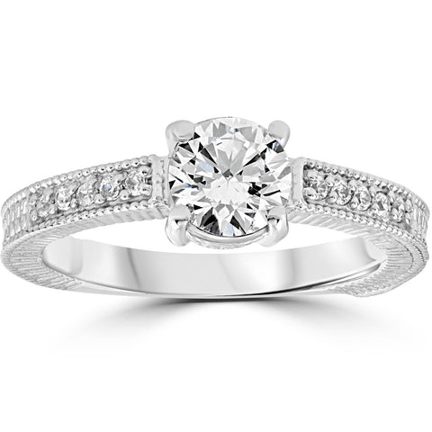 Diamond Engagement Ring 1 Carat 14K White Gold Round Brilliant Cut