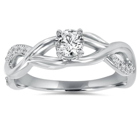 1/2Ct   Infinity Diamond Engagement Ring 14K White Gold