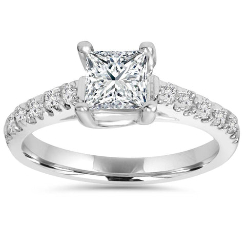 G/VS 1 1/4Ct TW Princess Cut Diamond Engagement Ring 14k White Gold Lab Grown