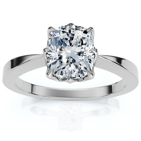 G/VS 1Ct Cushion Diamond Solitaire Engagement Ring 14k White Gold Lab Grown