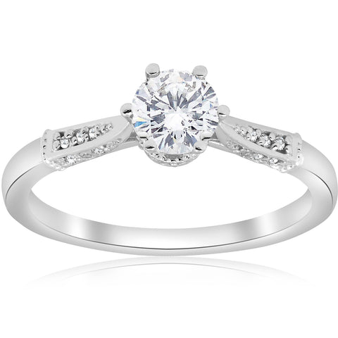 G/SI .60ct Diamond Engagement Ring   14k White Gold Round Cut Enhanced