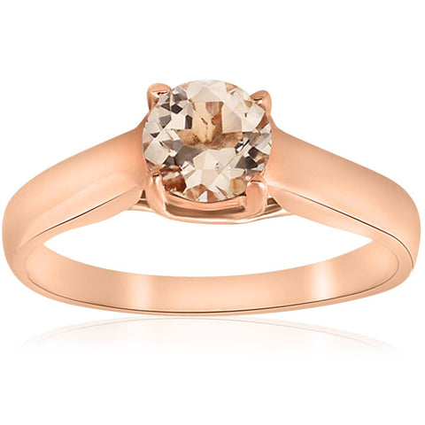 6MM Morganite Solitaire Engagement Anniversary Ring 14K Rose Gold